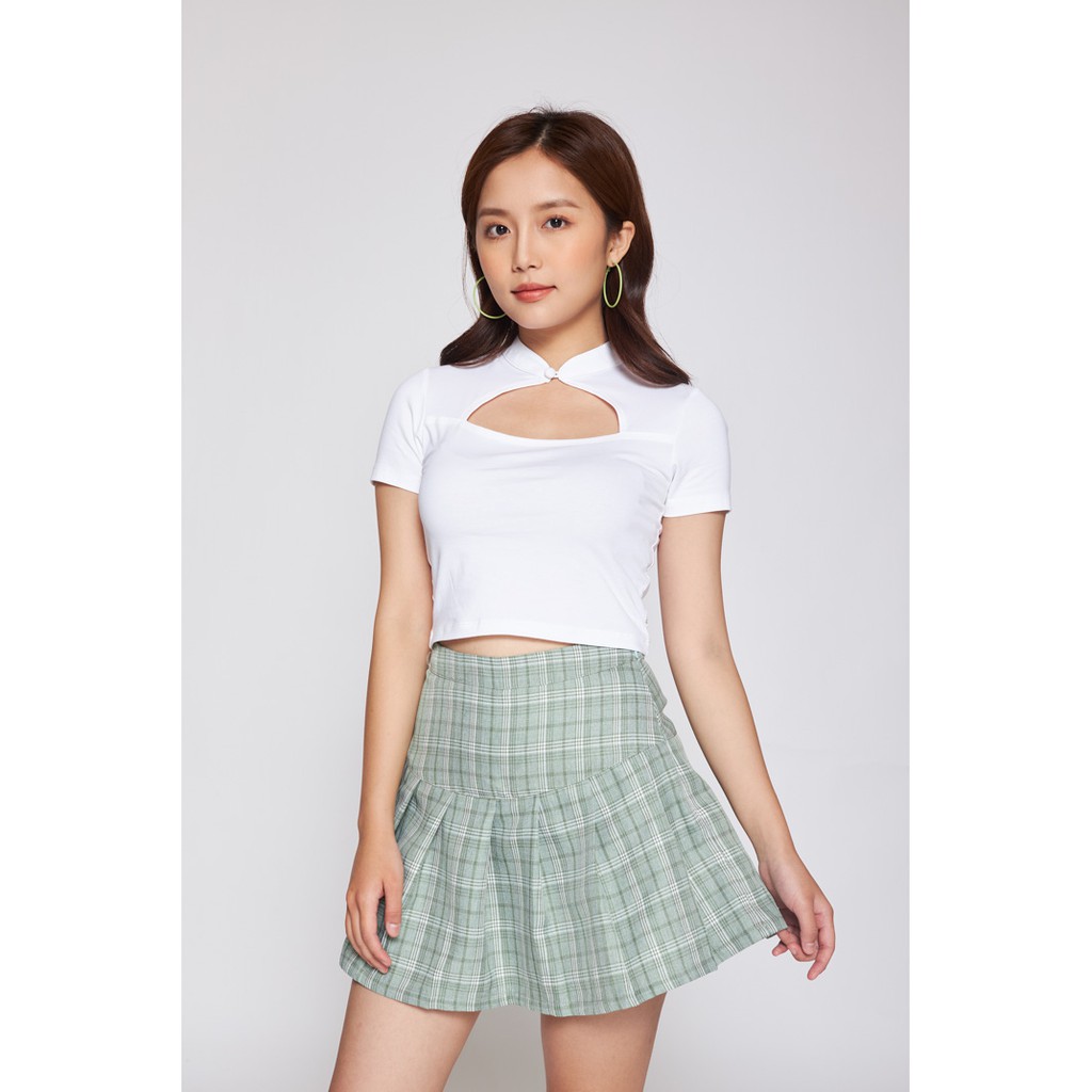 Áo Thun BOO Croptop Nữ 100%Cotton Dáng Ôm Cách Điệu Cổ Áo
