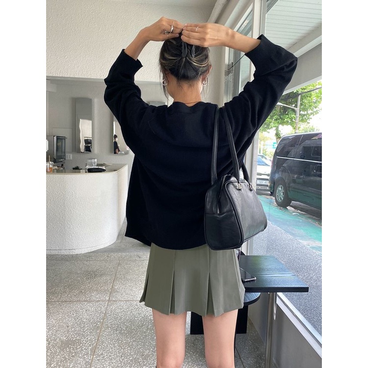 Áo Khoác Cardigan Dệt Kim Tay Dài Dáng Rộng Phong Cách Thời Trang Hong Kong Dành Cho Nữ