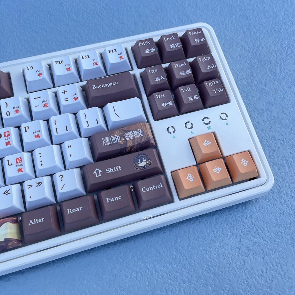 133 Phím Zhongli Keycaps Cherry Profile Genshin Impact Anime PBT DYE SUB Bàn phím cơ học Keycap