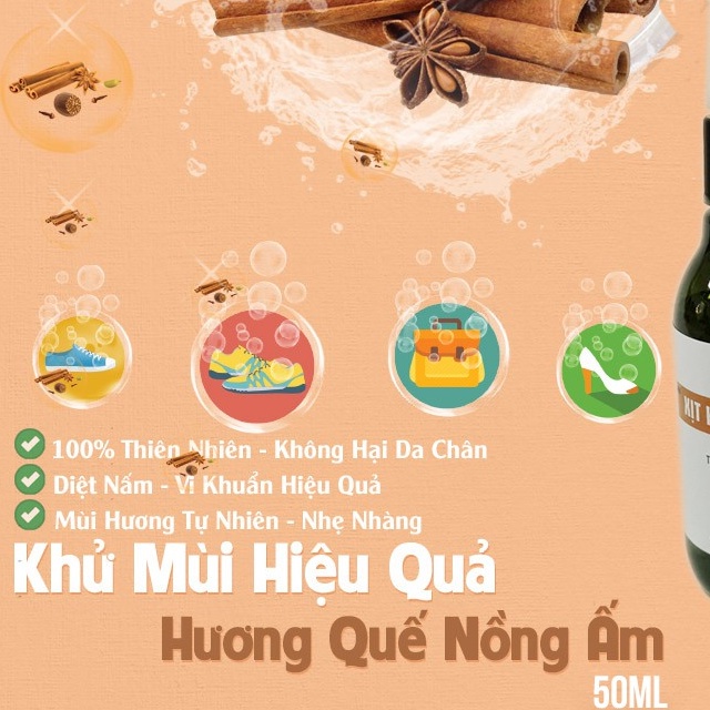 Xịt khử mùi hôi giày Hương Quế Nano Bạc XIMO đánh bay mùi hôi chân, giày, túi 50ml