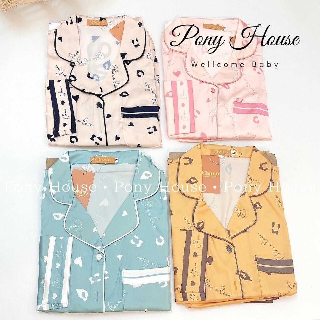 Bộ Pijama Dài Tay- Bộ Mặc Sau Sinh Ở Cữ - Đồ Nữ Mặc Nhà  cao cấp chất lụa mịn, lụa satin Choco Pijama (Hàng Loại 1)