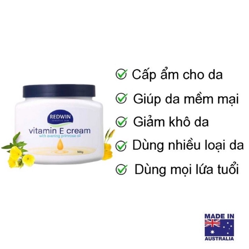 Kem dưỡng thể Vitamin E Redwin Úc 300g