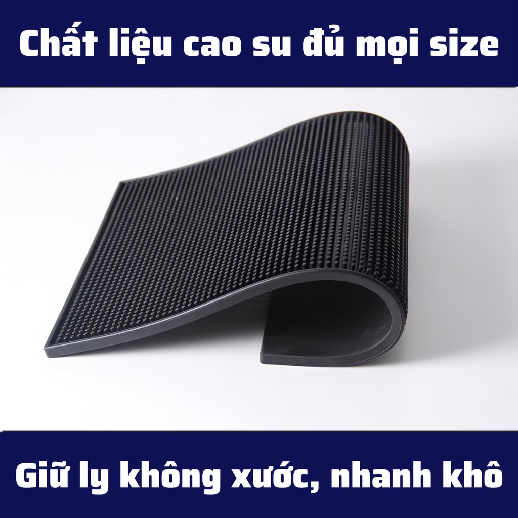 Thảm trải bar cao su 15x30cm tấm lót chống rỉ nước 3 size pha Espresso cafe rang xay thảm lót quầy pha chế