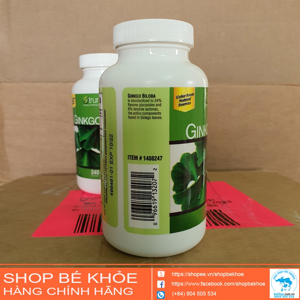 Viên Ginkgo Biloba - Bổ não Ginkgo Trunature 1200mg 340v: Mỹ