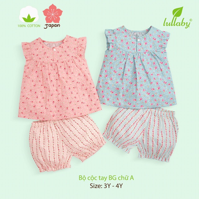 Bộ cộc tay BG chữ A poplin Lullaby: 3Y-4Y