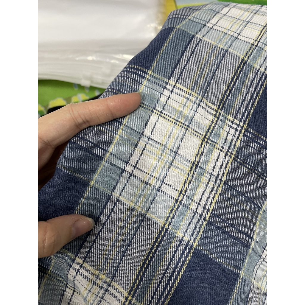 [ẢNH THẬT/VIDEO] Áo sơ mi nữ đi học form rộng kẻ caro túi ngực dài tay 2 màu sơ mi Caro Đen/Xanh - sơ mi nữ Form Rộng