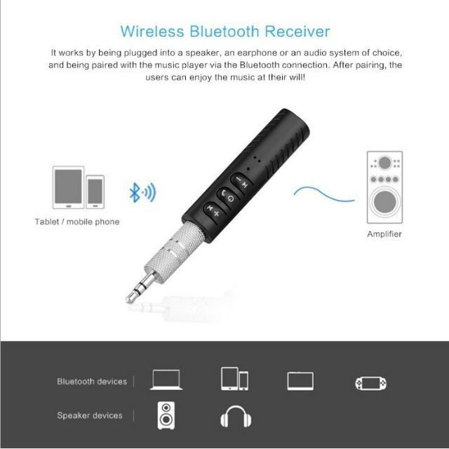 Thiết Bị Kết Nối Âm Thanh Receiver Bluetooth 4.1 dùng pin sạc (Đen)