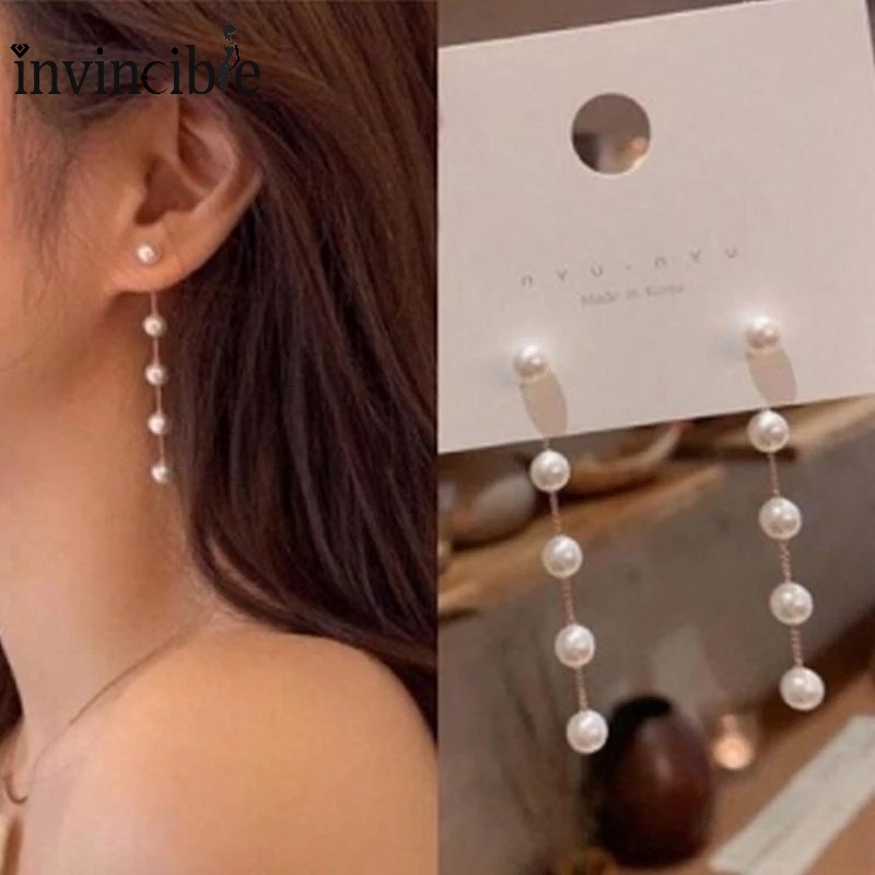 Khuyên Tai Nữ Dài Đính Ngọc Thời Trang Hàn