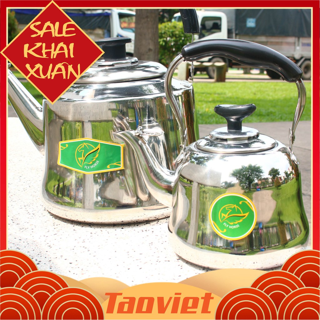 Ấm đun nước Inox Flyhorse ấm đun bếp ga bằng thép 304 an toàn- Tao Viet - Taoviet
