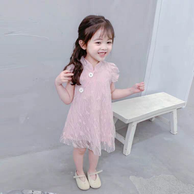 Đầm Sườn Xám Kiểu Công Chúa Thời Trang Mới 2021 Dành Cho Bé Gái