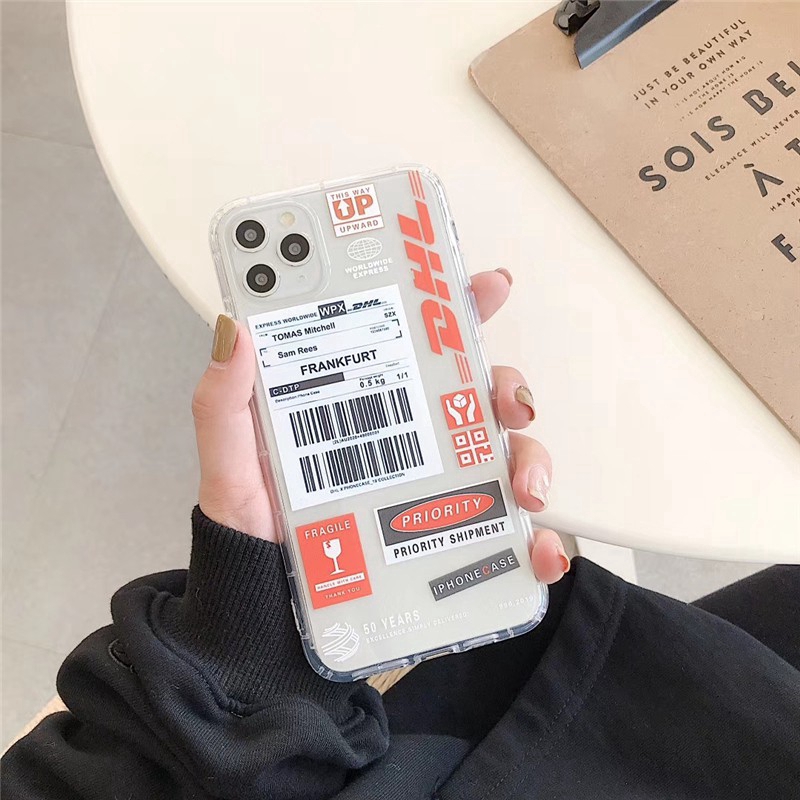 Ốp điện thoại mã QR nhãn hiệu chuyển phát nhanh DHL sang trọng cho IPHONE 11 PRO MAX XS MAX 6S 7 8 PLUS