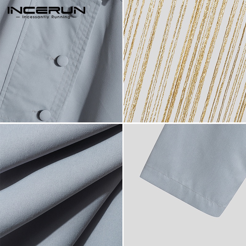 Áo khoác INCERUN dáng lửng tay dài màu sắc cá tính cho nam