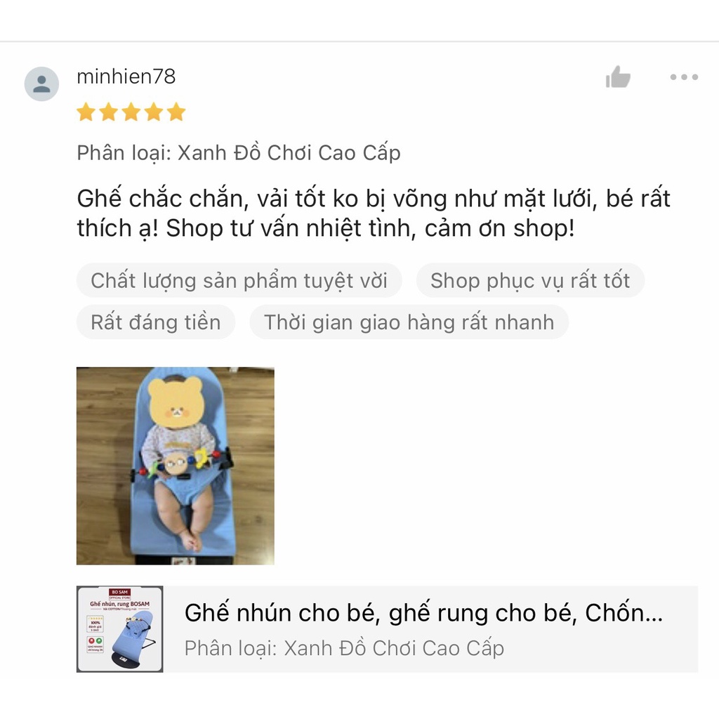 Vỏ bọc ghế nhún rung chống võng lưng cho trẻ sơ sinh, chất liệu cotton dày dặn thoáng mát cho bé, Shop Bố Sam