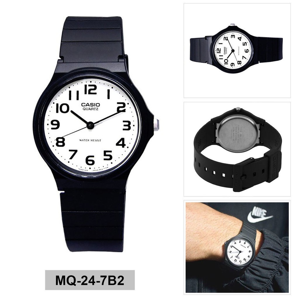 HOT Đồng hồ Nam Casio MQ-24-7B2LDF Dây nhựa đen - Mặt trắng số đồng hồ kim Chính hãng