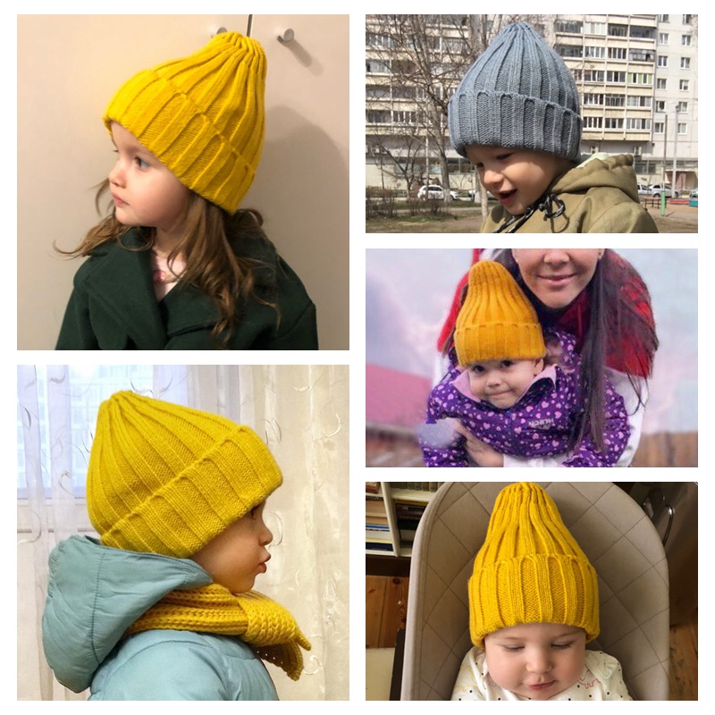Mũ beanie trùm đầu giữ ấm màu sắc xinh xắn tùy chọn đáng yêu dành cho bé