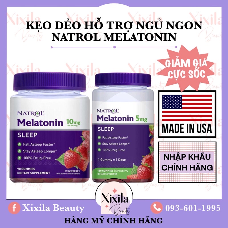 [Mã GROSALE giảm 10% đơn 150K] Kẹo ngủ Natrol Melatonin Gummies hỗ trợ ngủ ngon