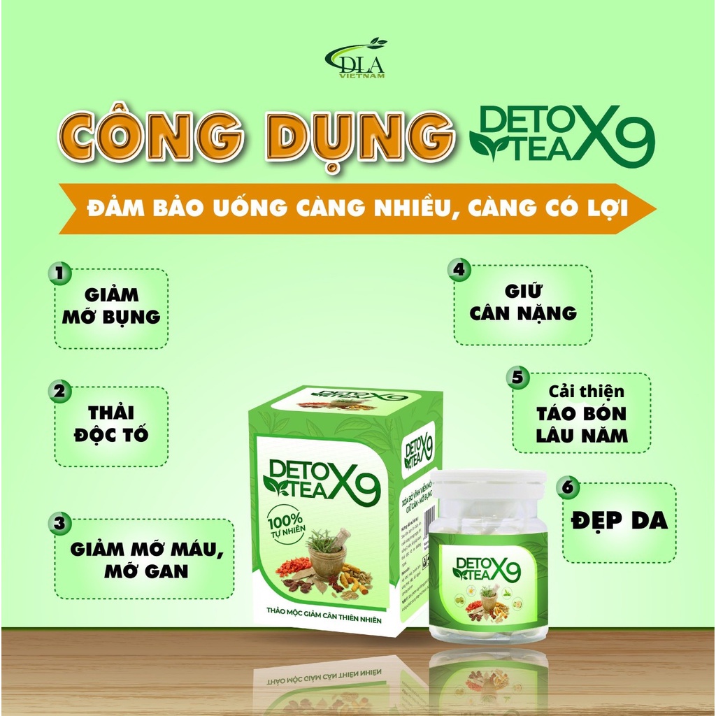 DetoX9 đào thải độc tố, trà thảo mộc giảm mỡ bụng thanh lọc cơ thể, cam kết chính hãng - VENUS SLIM
