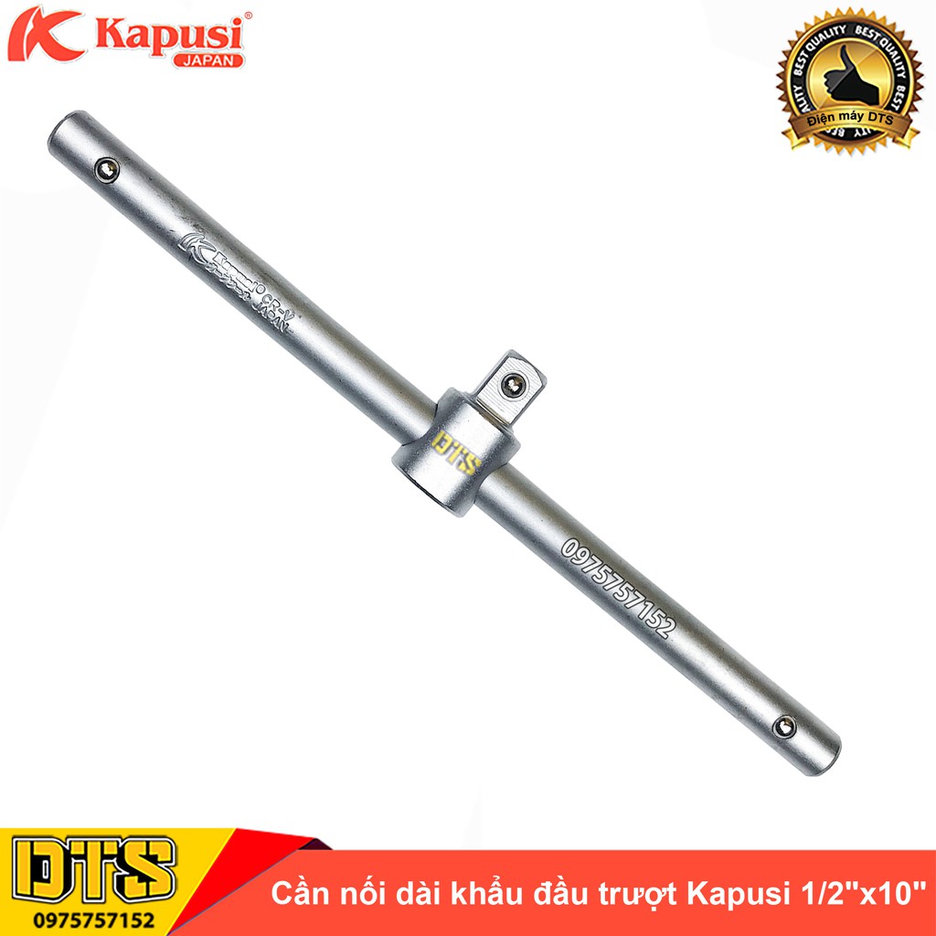 Tay nối dài khẩu đầu trượt Nhật Kapusi 1/2&quot;x10&quot;, Cần Siết Đầu Trượt (Kéo) thép cứng CR-V cao cấp