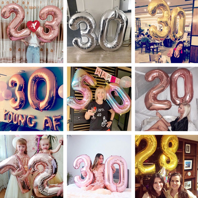 Bong Bóng Hình Số 16 Inch Màu Vàng Hồng / Bạc Độc Đáo Trang Trí Tiệc Cưới / Sinh Nhật