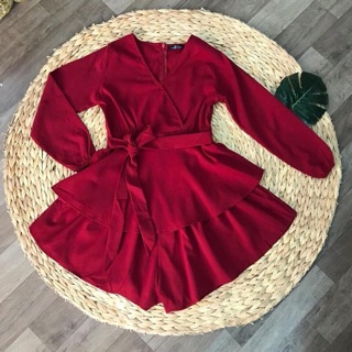 JUMPSUIT ĐỎ TẦNG CỘT EO