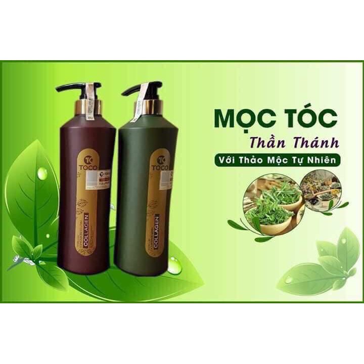 [CHÍNH HÃNG] BỘ DẦU GỘI + XẢ TOCO COLLAGEN KÍCH THÍCH MỌC TÓC (2 CHAI 785ML)