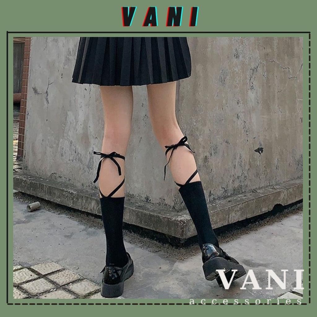 Tất, Vớ Cổ Cao Phối Dây Cột Chéo, Có Mẫu Phản Quang - Vani Store [TAT00093]