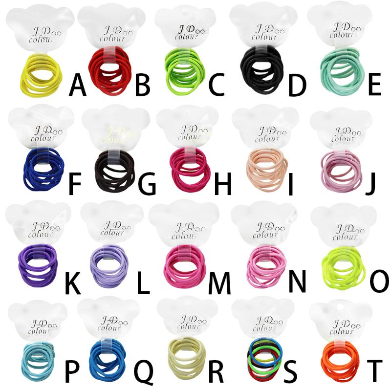 Set 10 Dây Cột Tóc Mini Co Giãn Bằng Polyester Màu Sắc Tươi Sáng Cho Bé Gái