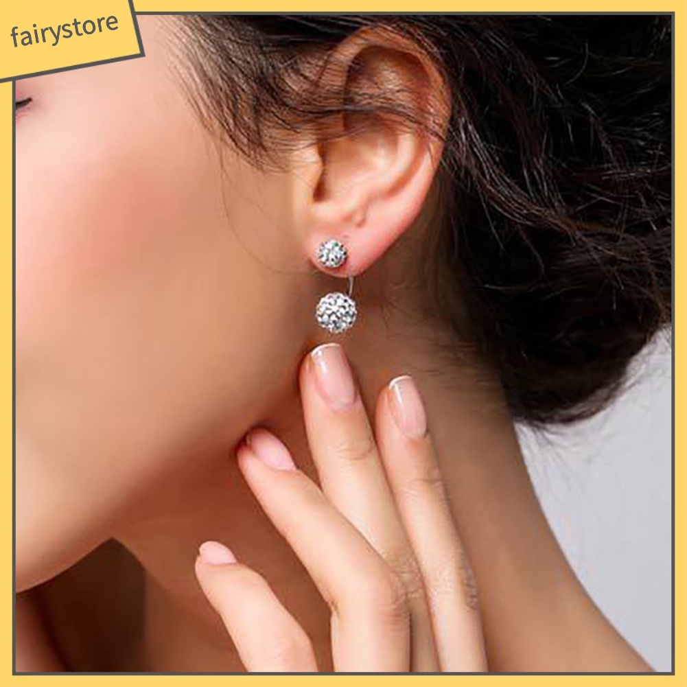 Bông tai hình quả cầu dát đá thời trang cho nữ