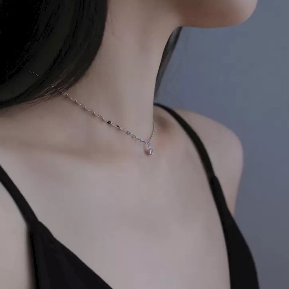 Dây chuyền bạc ý 925 mặt đá kim cương nhân tạo vòng cổ nữ