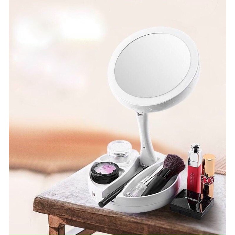 Gương trang điểm có đèn LED gấp gọn