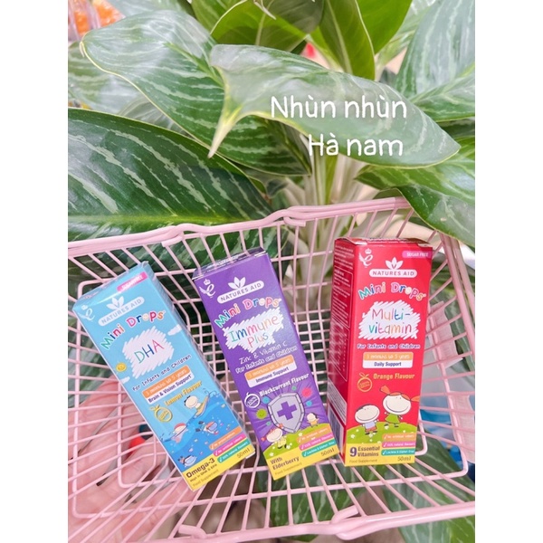 {Date mới}DHA Drop/ Zin C/ Multi vitamin Natures aid cho bé từ 3 tháng tuổi ( DHA hàng Anh)