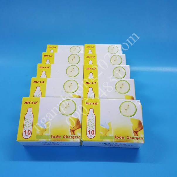 10 hộp Gas CO2 Mosa dùng cho bình xịt soda ,gas Soda – hộp 10 viên