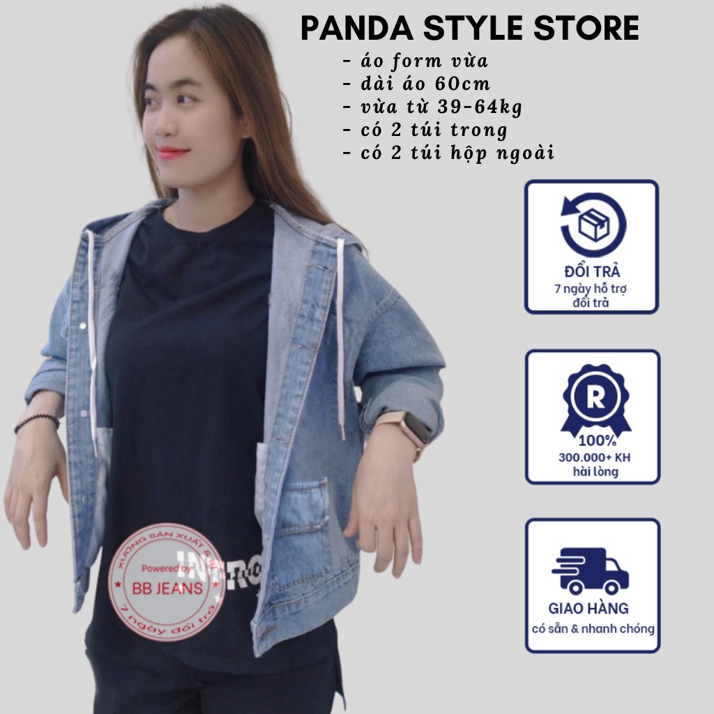 Áo khoác jean nữ Cocktail cao cao cấp form 40-58kg Panda.