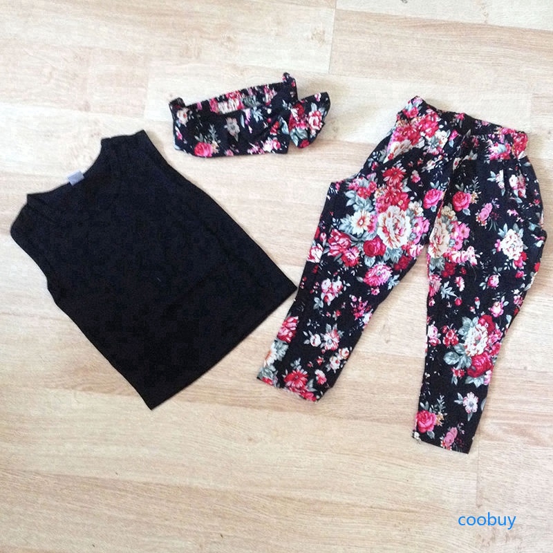 Set áo tank top + quần dài + băng đô cho bé
