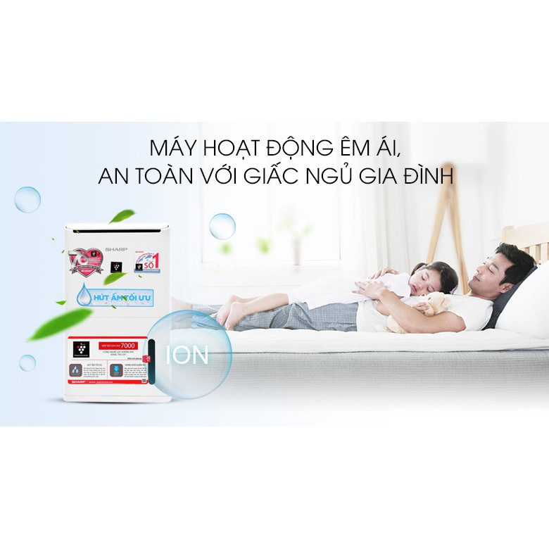 Máy hút ẩm và tạo ion Sharp DW-D12A-W (Hàng chính hãng, Công suất 12 lít/ngày, Diện tích 25m2, Bảo hành 12 tháng)