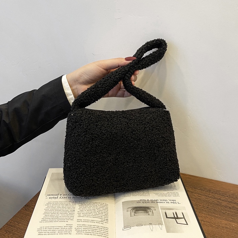 Túi Xách Mini Màu Trơn Phủ Lông Thời Trang Cho Nữ