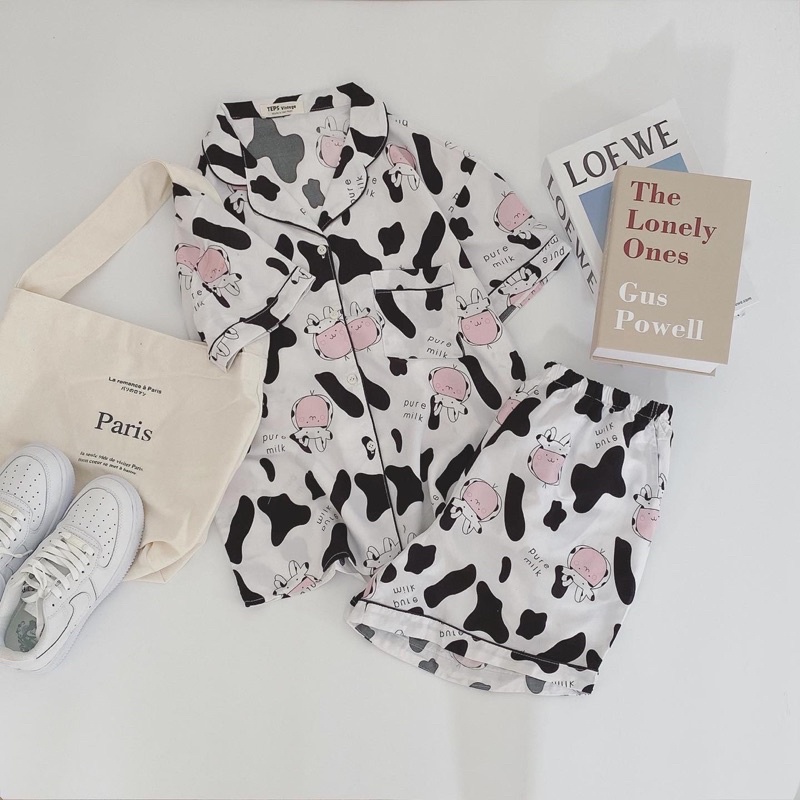 Bộ đồ ngủ mặc nhà Pyjama cộc tay chất kate không nhăn (ảnh thật) | BigBuy360 - bigbuy360.vn