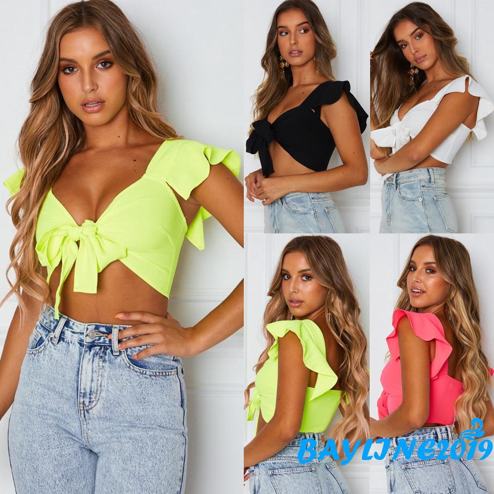 Áo thời trang form ngắn màu trơn gợi cảm cá tính cho nữ