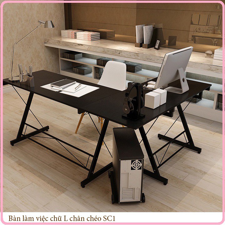 BÀN LÀM VIỆC CHỮ L CHÂN CHÉO 120x100x48 | BigBuy360 - bigbuy360.vn