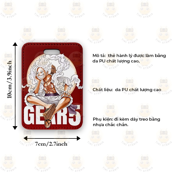 Thẻ Hành Lý Da PU Hình Các Nhân Vật One Piece - Tỉ Mỉ Studio - Mã 0710LT Straw Hat