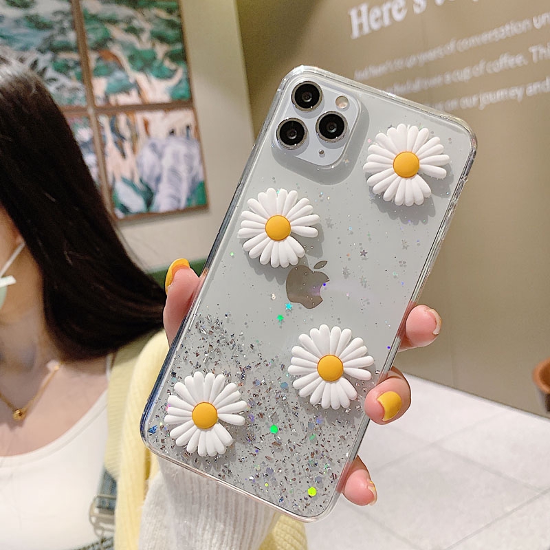 Ốp lưng iphone 3d Hoa daisy lấp lánh 5/6/6plus/6s/6splus/7/7plus/8/8plus/x/xr/xs/11/12/pro/max/plus/promax - Awifi Q2-8