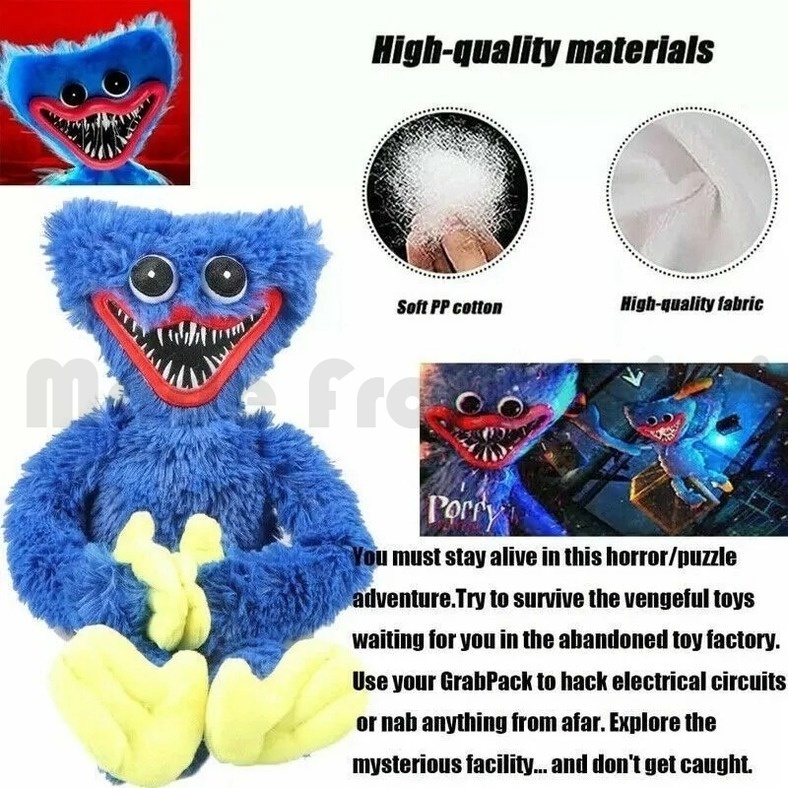 Đồ chơi búp bê nhồi bông hình nhân vật anime Poppy Playtime 2 3 Huggy Wuggy tùy chọn cotton PP mềm mại đáng yêu