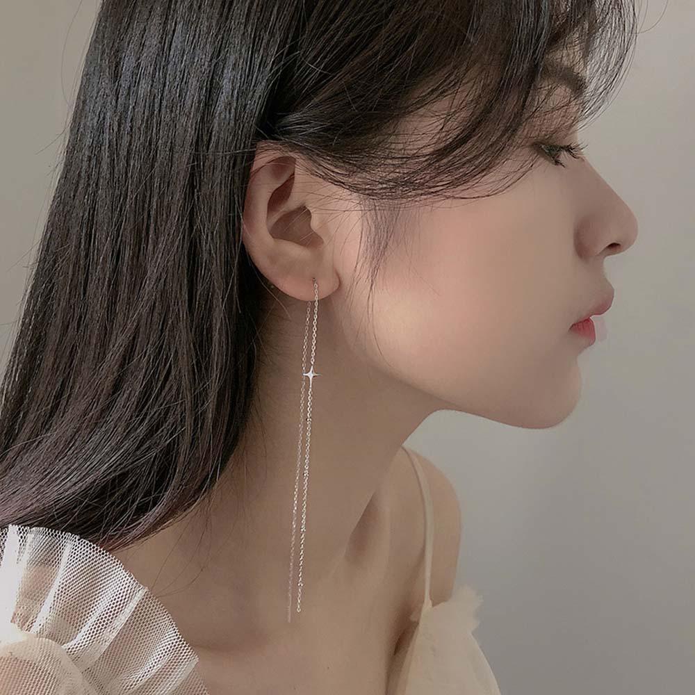 1 Khuyên Tai Dáng Dài Hình Thánh Giá Ngôi Sao Phong Cách Đơn Giản Cho Nữ