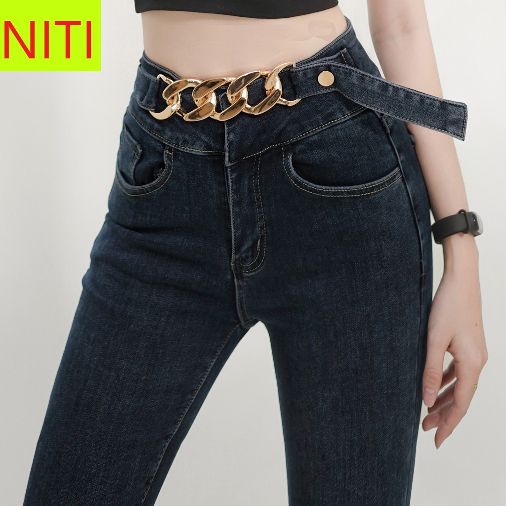 [ NÃ TREND ] QUẦN SKINNY JEAN NỮ LƯNG CAO ĐAN XÍCH BỤNG MÀU XANH NHẠT, XANH ĐẬM, ĐEN CỰC CAO CẤP NITI CHẤT JEAN CO GIÃN