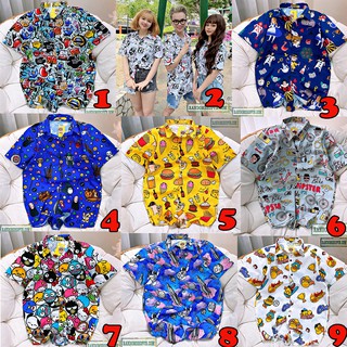 Áo sơ mi hoạt hình họa tiết dễ thương unisex nam nữ đều mặc đẹp.