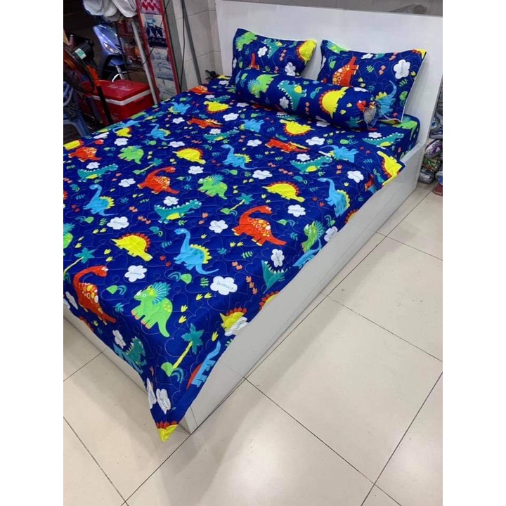 Bộ Ga gối 1m5x2m1 ga 2 vỏ gốiCotton Poly,có trên 50 mẫu,MẪU KHỦNG LONG XANH