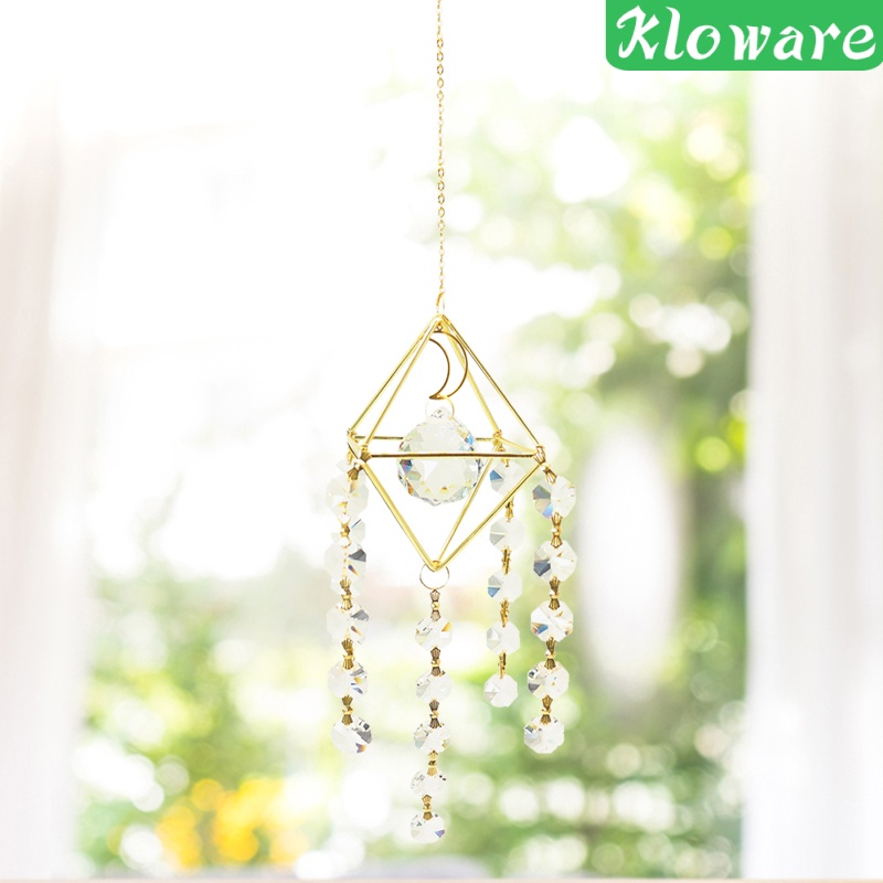 Quả Cầu Pha Lê Trong Suốt Họa Tiết Mặt Trời / Cầu Vồng Treo Trang Trí Cửa Sổ