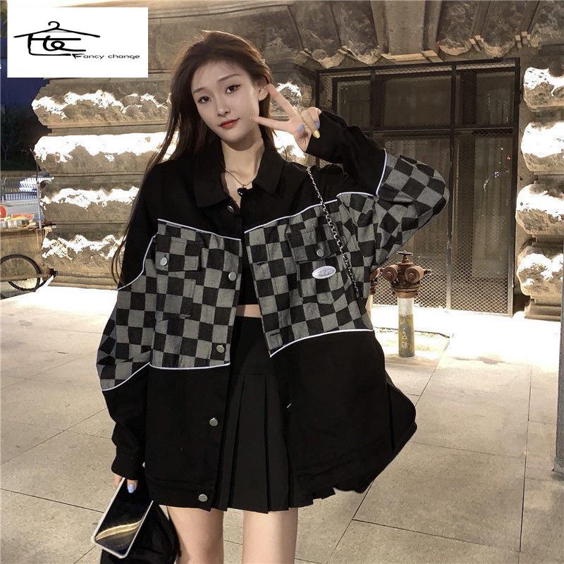 Áo Khoác Denim Dáng Rộng Plus Size Thời Trang Xuân Thu Cho Nữ