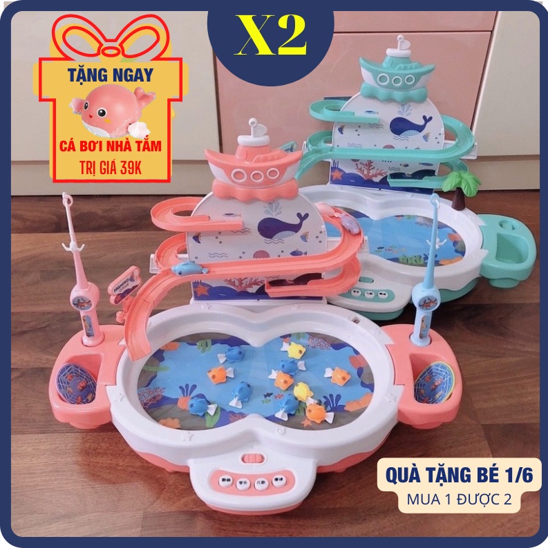 Bộ Đồ Chơi Câu Cá Cầu Trượt Mô Hình Thác Nước Có Đèn Có Nhạc Vui Nhộn
