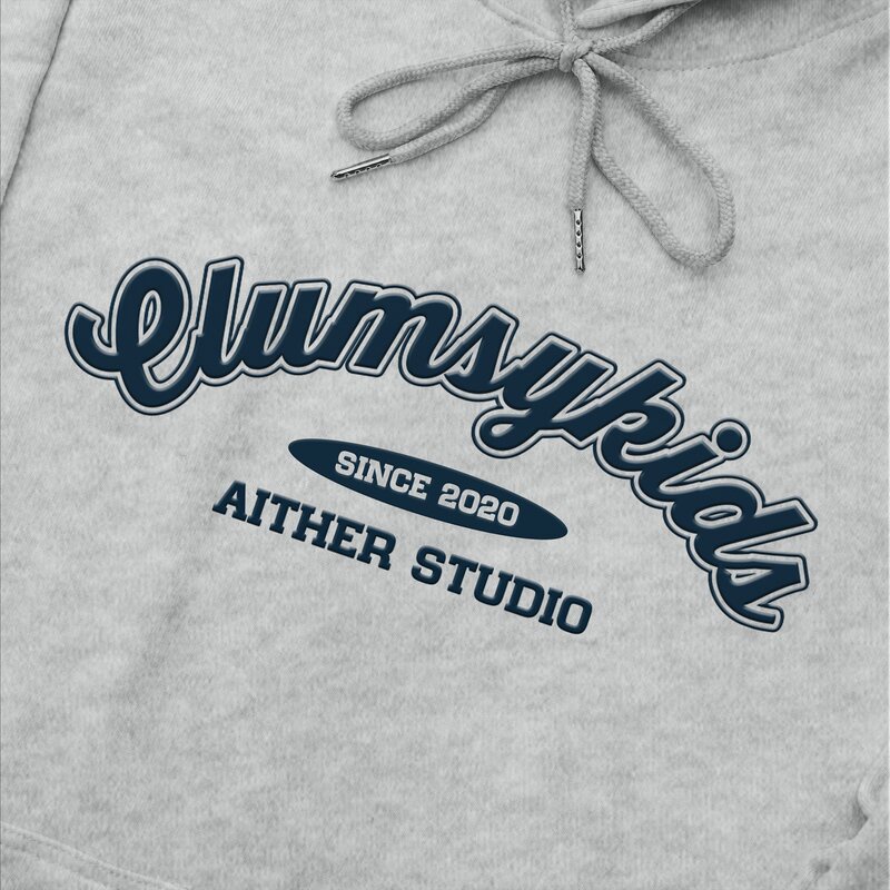 AITHER STUDIO Áo Hoodie Clumsy thêu nổi màu Xám